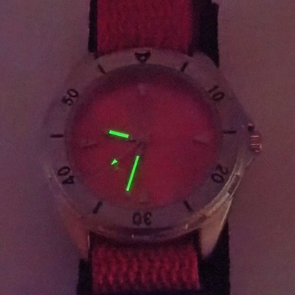 Orange and Black Walk MS Wristwatch with Velcro band and INDIGLO Dials